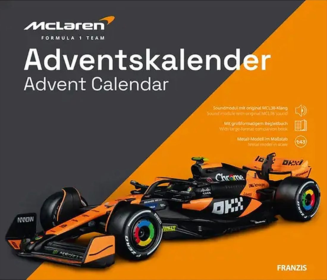 Image of Menkind McLaren Racing Thrill 24 Days Advent Calendar 1:43 Scale Model Kit in Grey